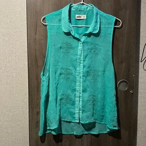 Hollister Teal Sleeveless Blouse